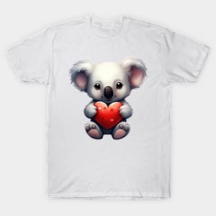 Valentine Koala Holding Heart T-Shirt